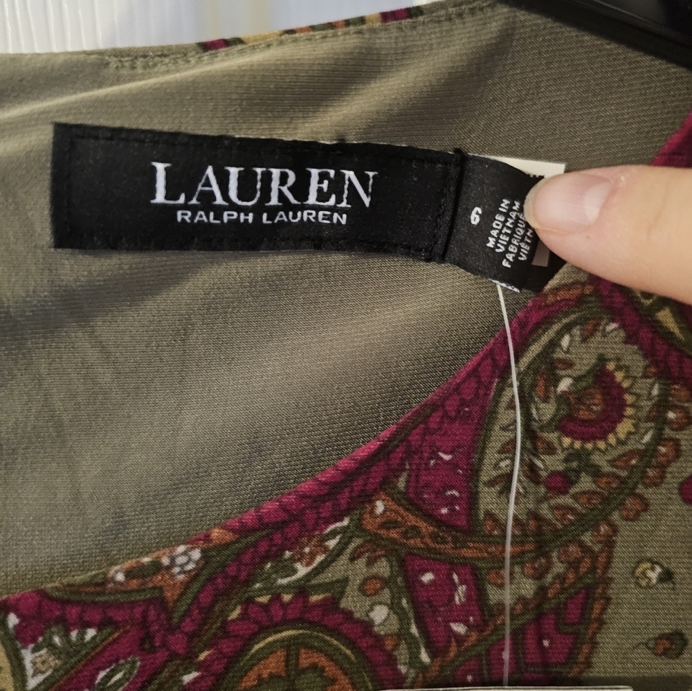 Lauren Ralph Lauren NWT Black Label Paisley Twist-Front Jersey Dress Size 6 - Picture 3 of 7
